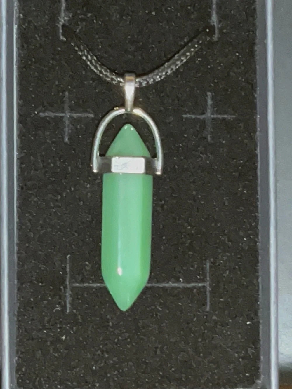Green Crystal Point Pendant Necklace
